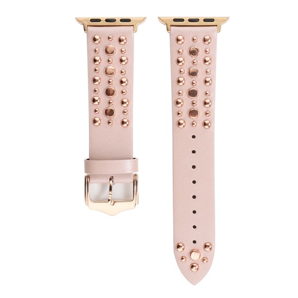 Pink Studded Leather Punk Rock Apple Watchband - Picture 6 of 15